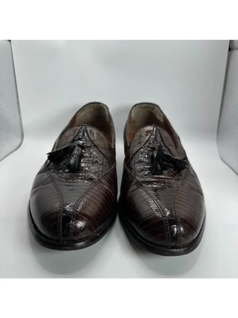 Stacy Adams Loafers Dress Shoes Mens Size 10.5 M Genuine Snake Leather Brown